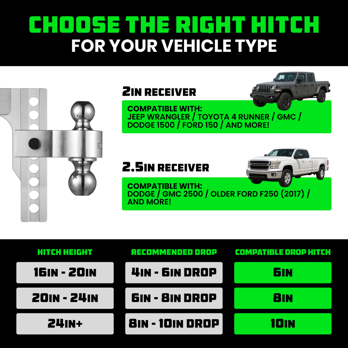 Adjustable Drop Hitch (2.5" Receivers)