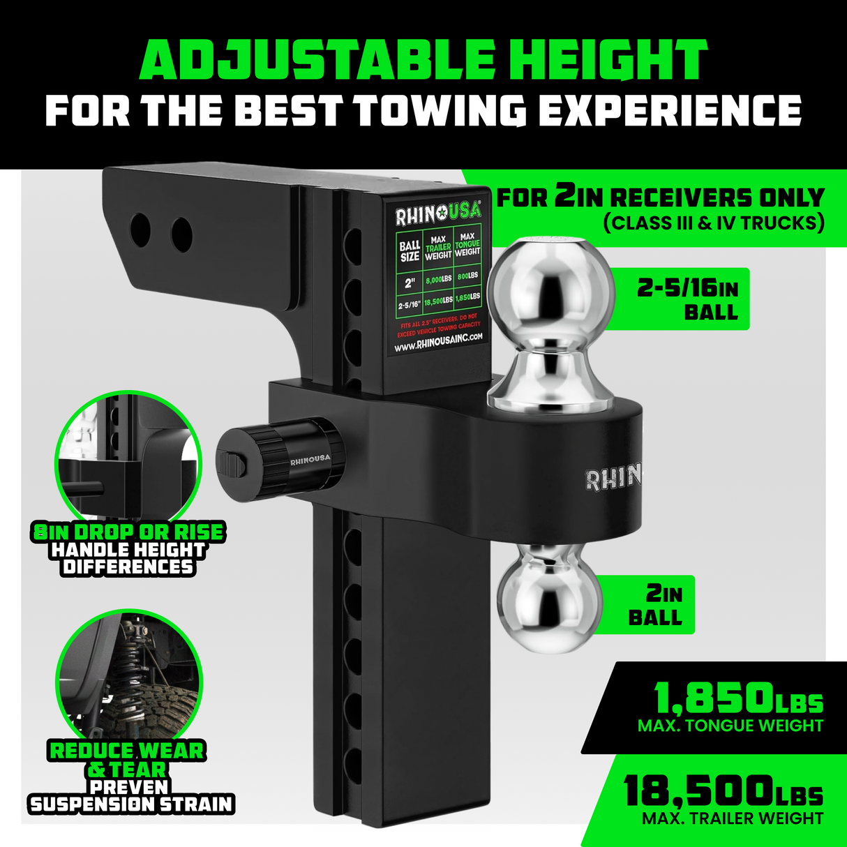 Adjustable Drop Hitch (2.5" Receivers)