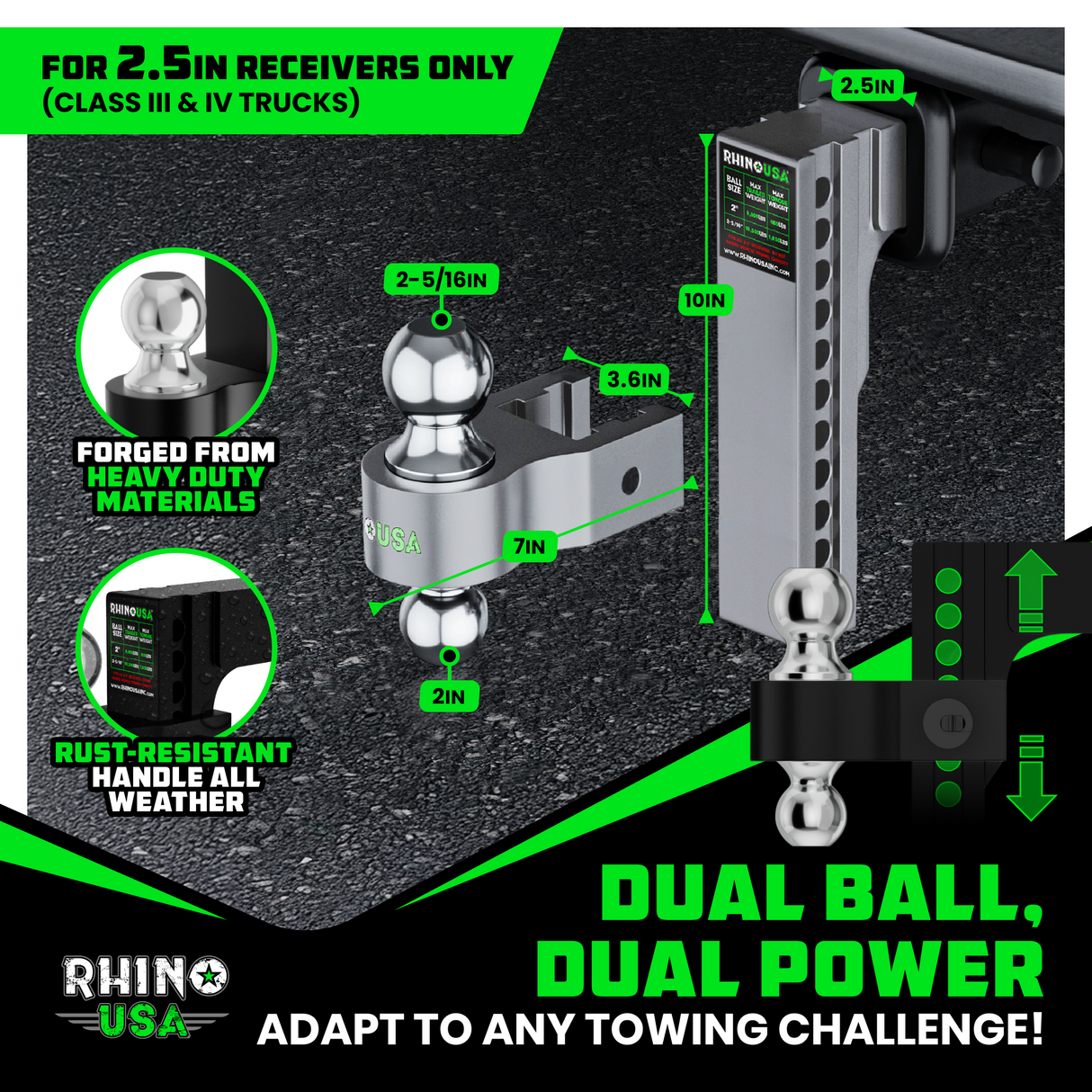 Adjustable Drop Hitch (2.5" Receivers)