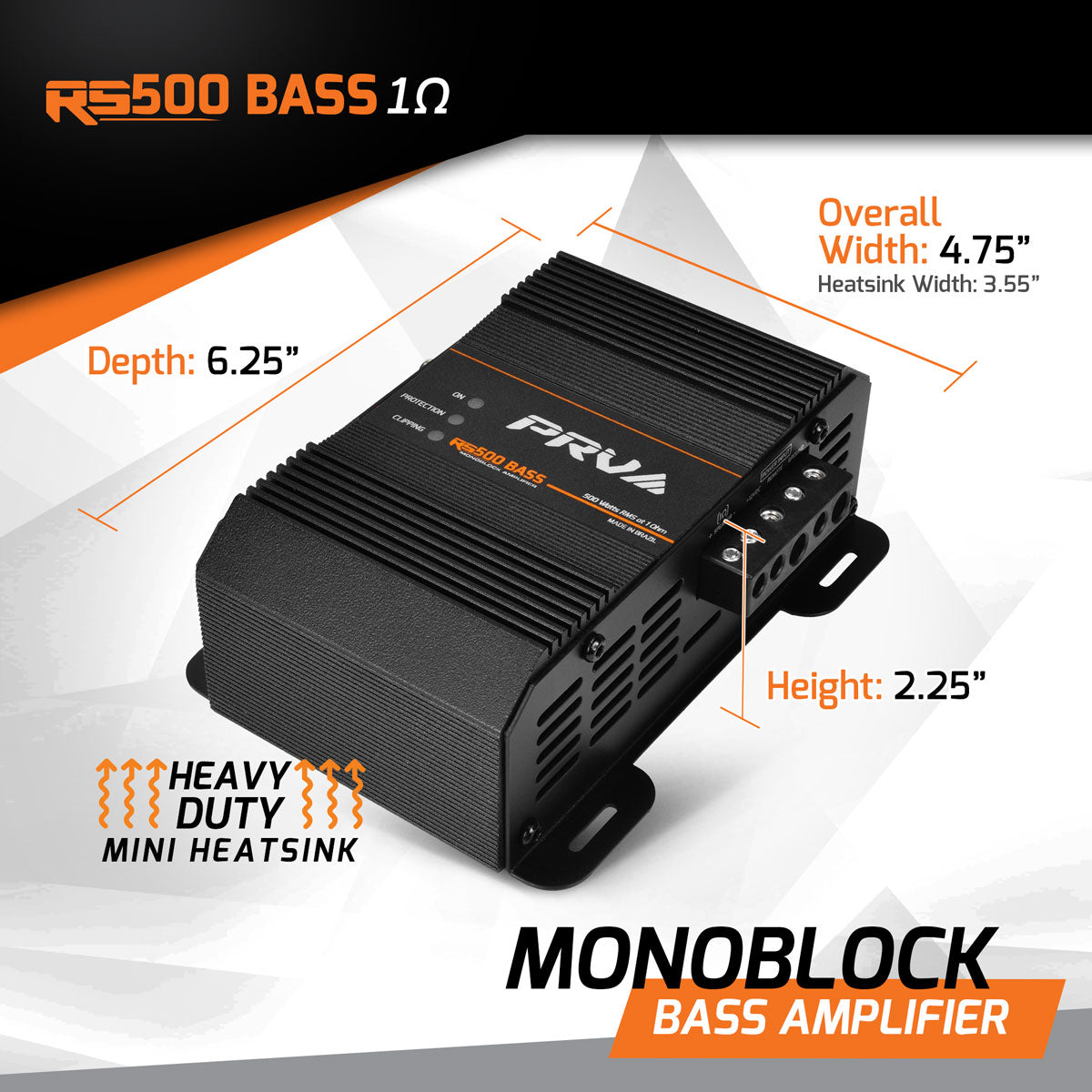PRV Audio RS500 BASS 1 Ohm Monoblock Subwoofer Amplifier 500 Watts