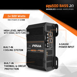 PRV Audio RS500 BASS Monoblock Car Amplifier 500 Watts 2 Ohm