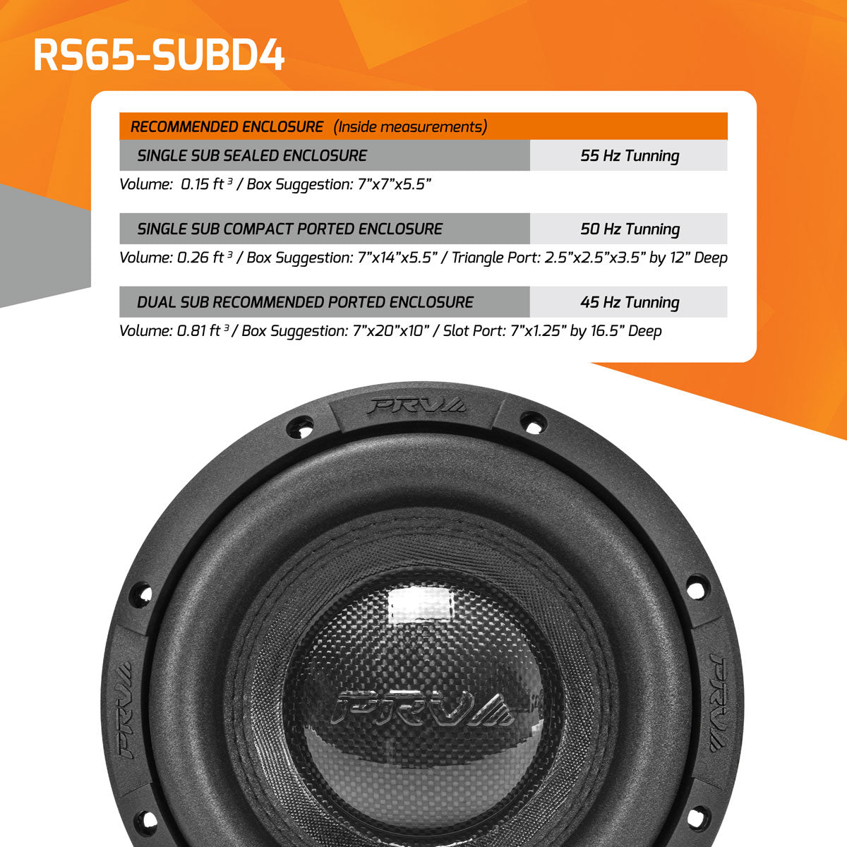 PRV Audio RS65-SUBD4 6.5" Car Subwoofer 300 Watts RMS