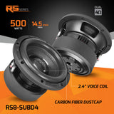 RS8-SUBD4  PRV 8” Car Subwoofer  Dual 4 Ohm 500 Watts PRV