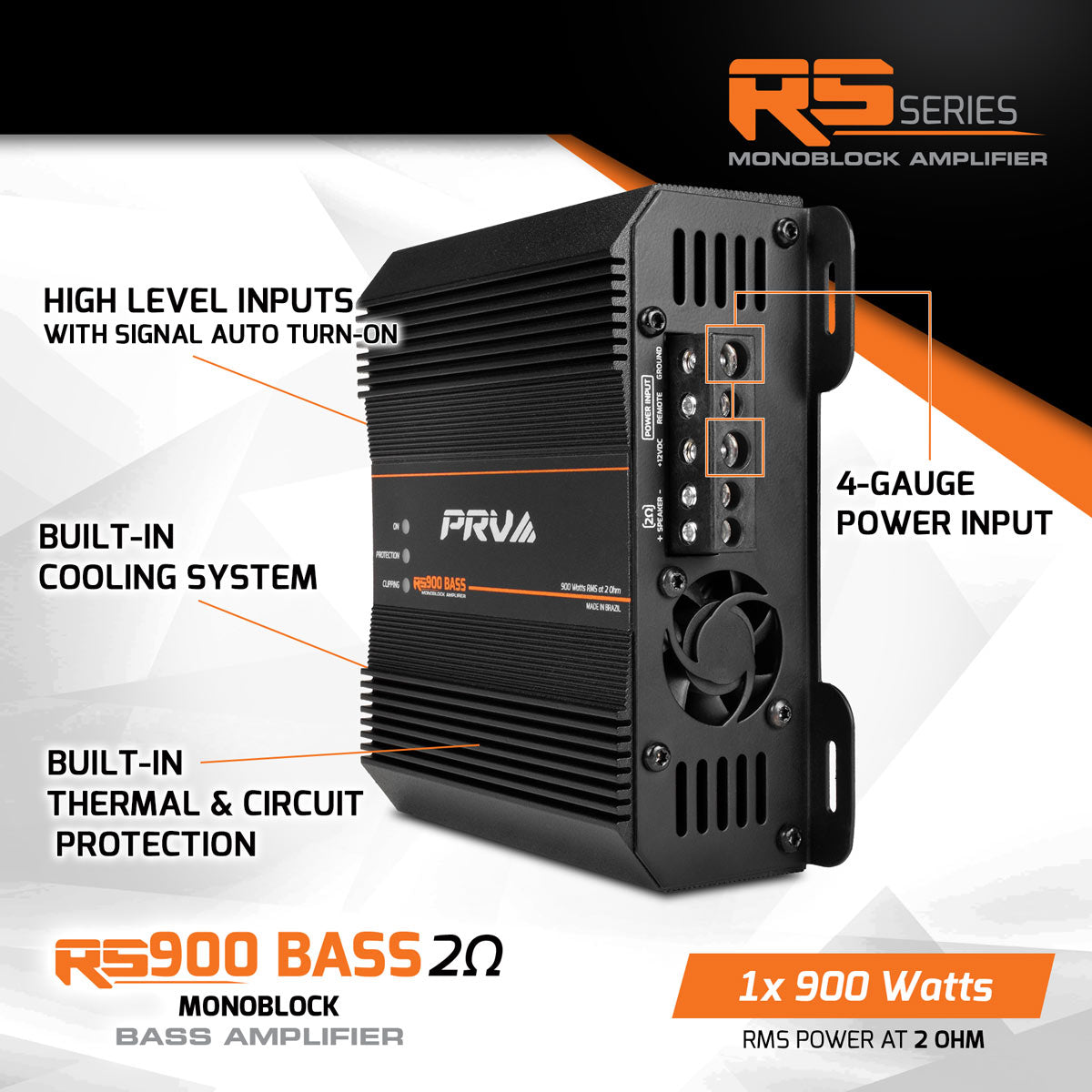 RS900 BASS 2 Ohm - 1 Channel Monoblock Amplifier PRV