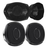 6x9” Hybrid Motorcycle Speaker Bundle – Slim 2-Way Loudspeakers + Sealed ABS Baffles (Pair) | IP65 Water-Resistant, High Output