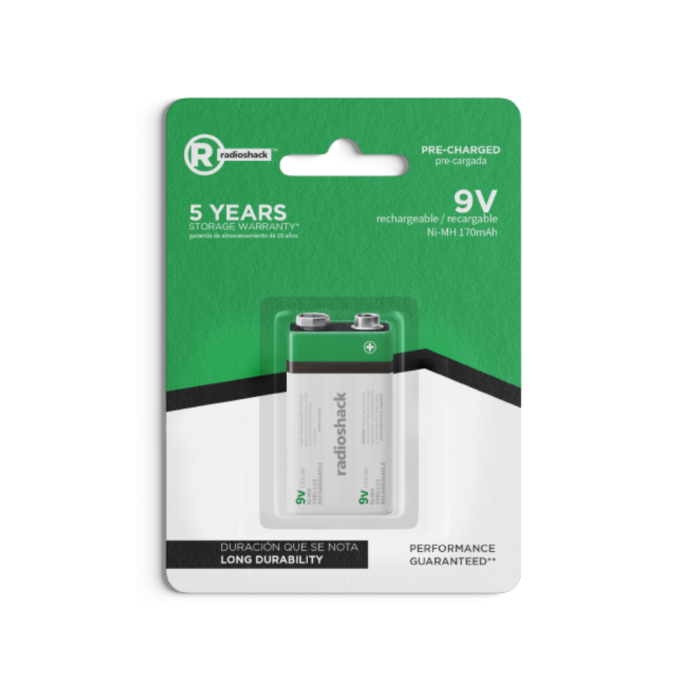 RadioShack 9V Rechargeable Battery - NiMH Single Pack TekShack