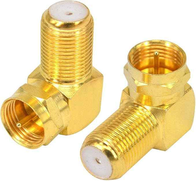 Right Angle F-Connector Adaptor Gold 2 Pack TekShack