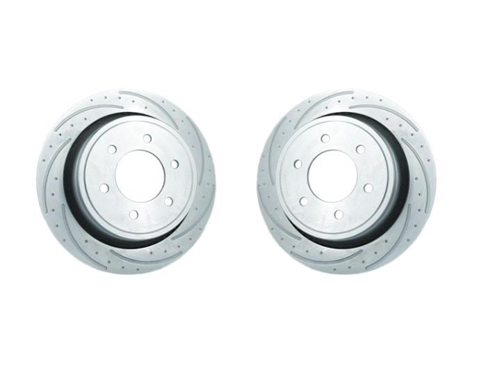 New Performance Rotors- Pair,  Dimple-Drilled, Slotted, Zinc Plated.  23128AB3L/3R