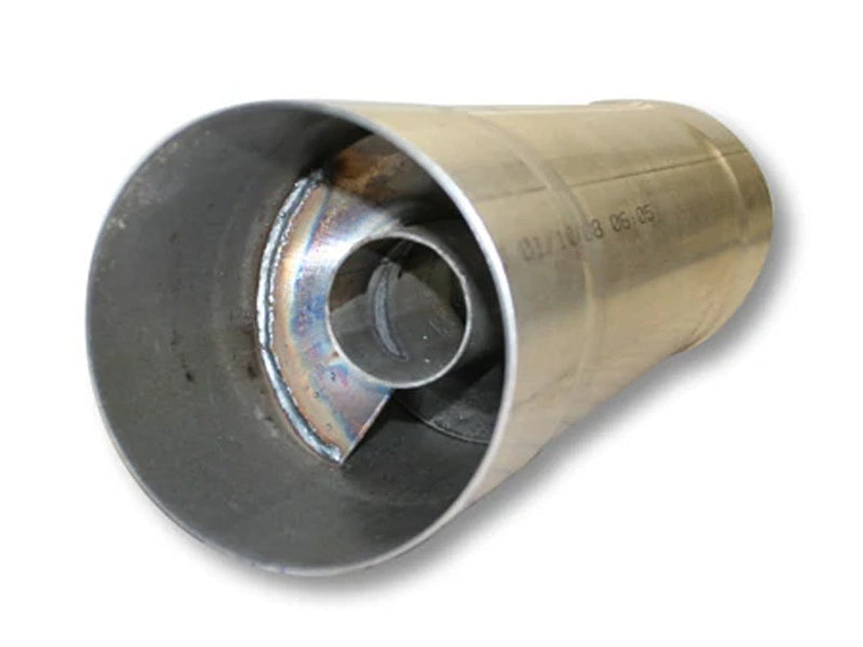 Stainless Steel 5" x 12" Twister Race Muffler, 5" In x 5" Out, 17" Overall Length, Spiral Design Core, Universal SCS