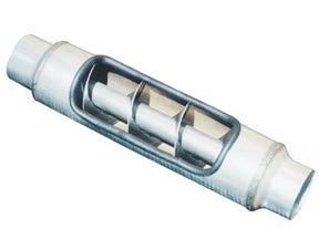 Stainless Steel 5" x 12" Twister Race Muffler, 4" In x 4" Out, 17" Overall Length, Spiral Design Core, Universal SCS