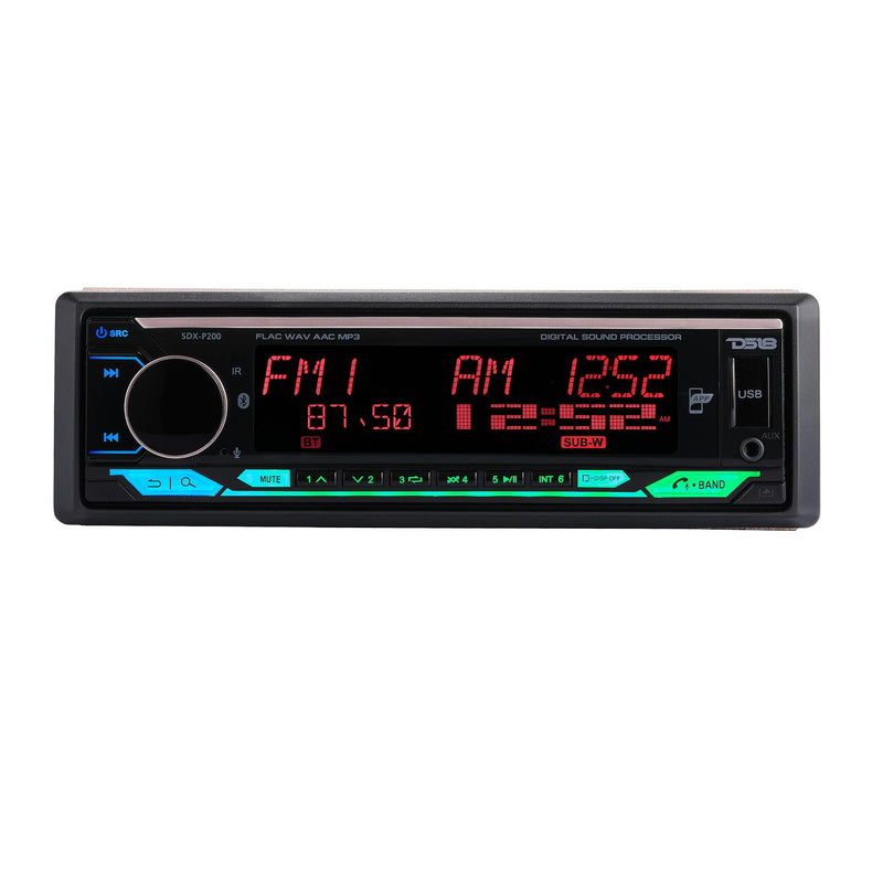 High Power 240 Watts RMS (4 x 60) Digital Media Receiver | Single Din | DSP | APP | Bluetooth Audio and Calling Head Unit | Aux Input | USB | Mechless | AM/FM Radio Receiver | 3V + 3.5V Subwoofer