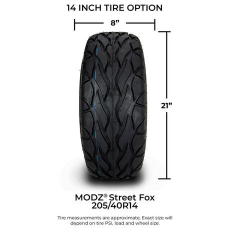 MODZ® Street Fox 205/40/14 Radial Golf Cart Tire