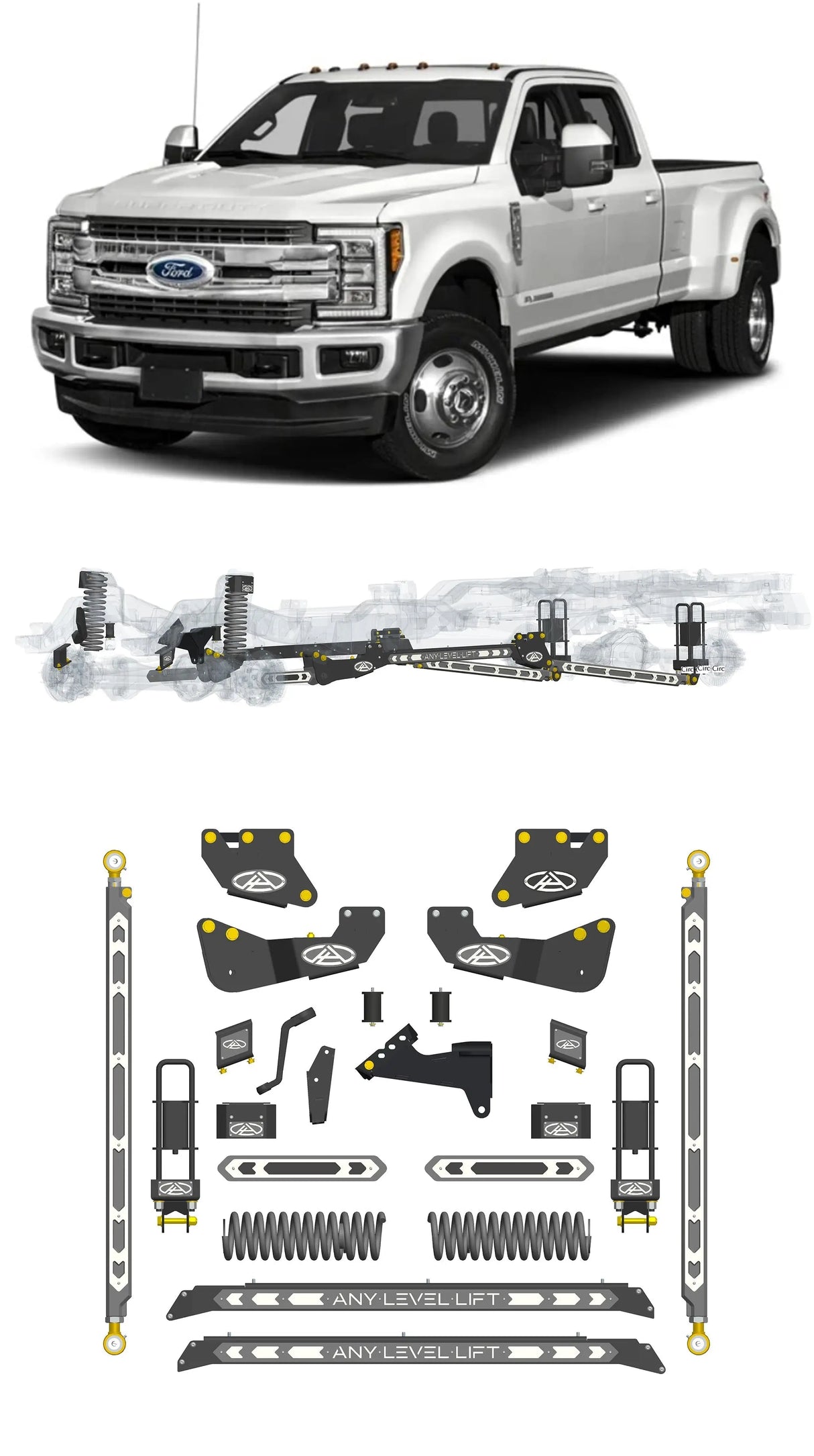 Any Level 4.5" Static Lift - Base System: F-450, Dual Rear Wheel (2017-2019) Any Level Lift