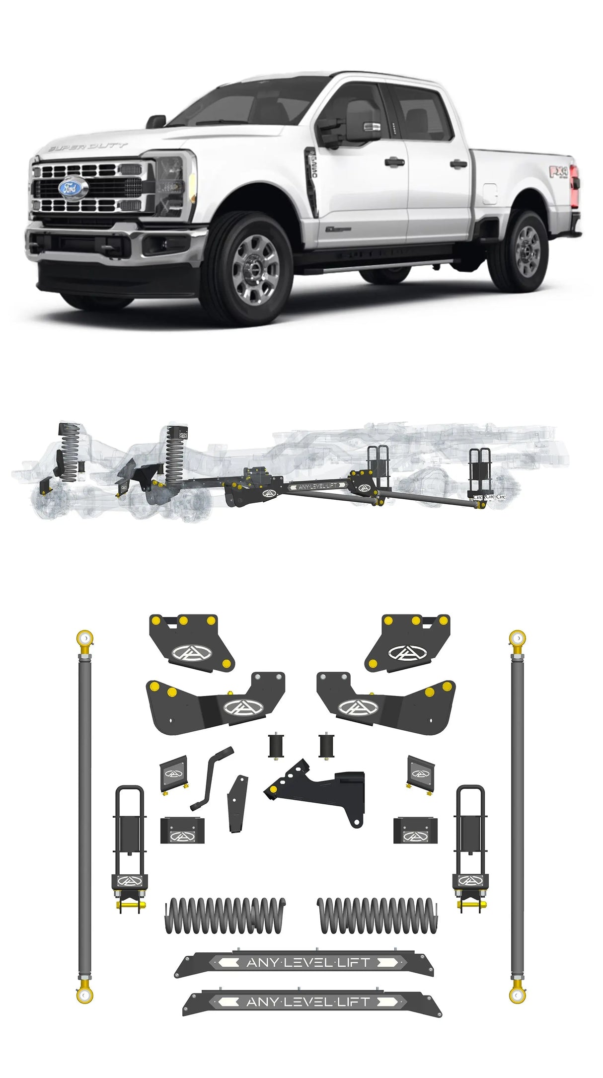 Any Level 5.5" Static Lift - Base System: F-250/F-350, Single Rear Wheel (2023+) Any Level Lift
