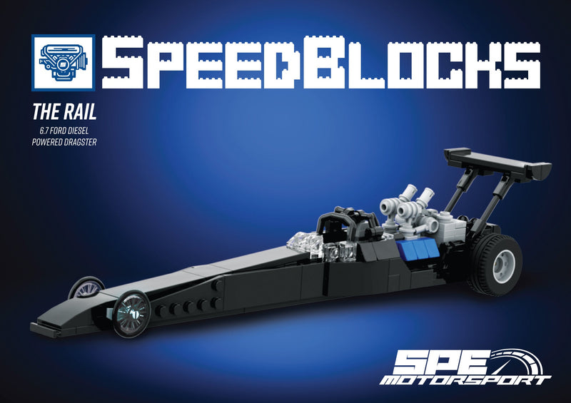 SpeedBlocks "SPE Rail— 6.7L Powerstroke Powered Dragster" Interlocking Brick Kit