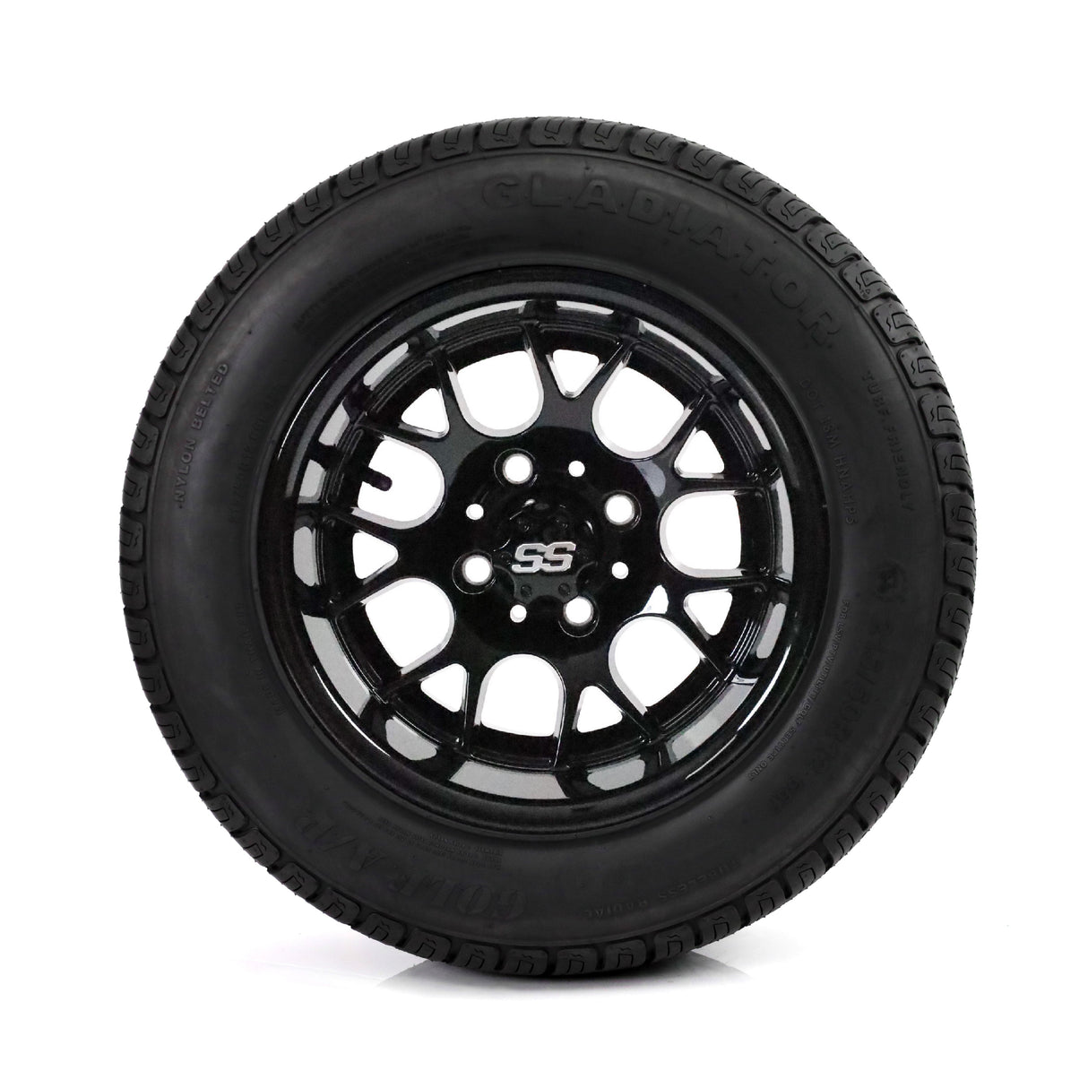 SS Wheels Alpha 12x7 Gloss Black & Gladiator Golf A/P Tire Package