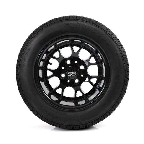 SS Wheels Alpha 12x7 Gloss Black & Gladiator Golf A/P Tire Package