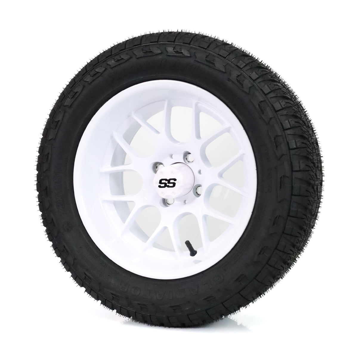 SS Wheels Alpha 14x7 Gloss White & X Comp A/T Tire Package