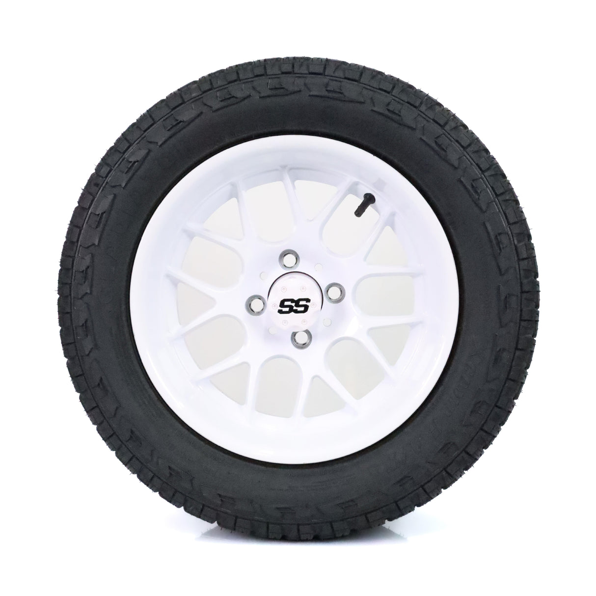 SS Wheels Alpha 14x7 Gloss White & X Comp A/T Tire Package