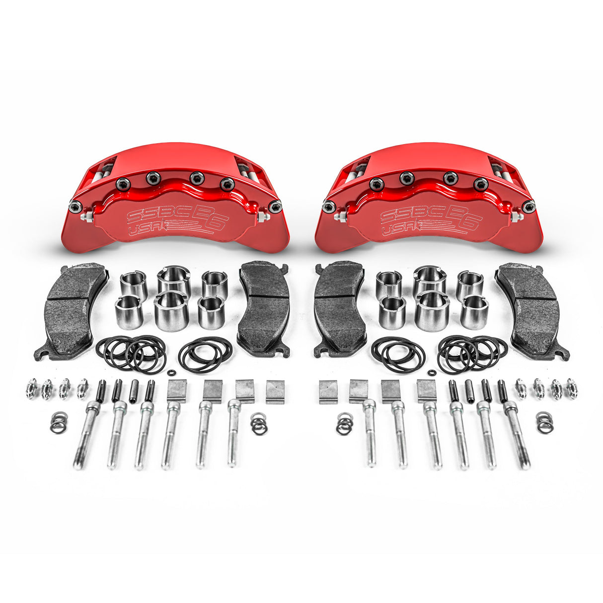 American Made B6-Brawler Direct Fit Billet Aluminum Rear Caliper Upgrade Kit. Red A414-21R