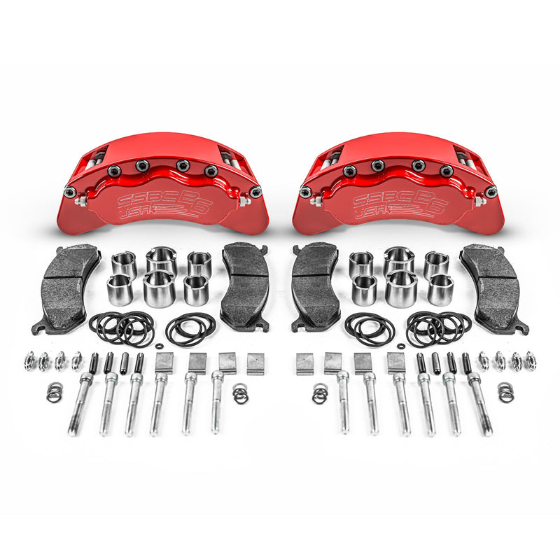 American Made B6-Brawler 6 Piston Direct Fit Billet Aluminum Rear Disc Brake Kit W/DS Rotors. Red A414-21R-DS