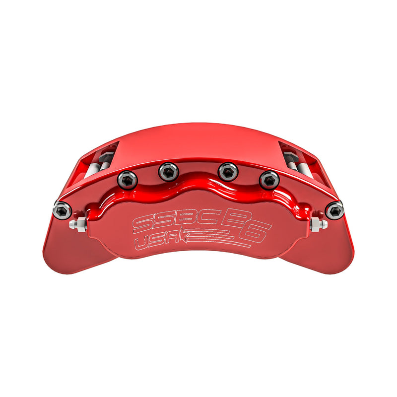 American Made B6-Brawler 6 Piston Direct Fit Billet Aluminum Rear Disc Brake Kit W/DS Rotors. Red A414-21R-DS