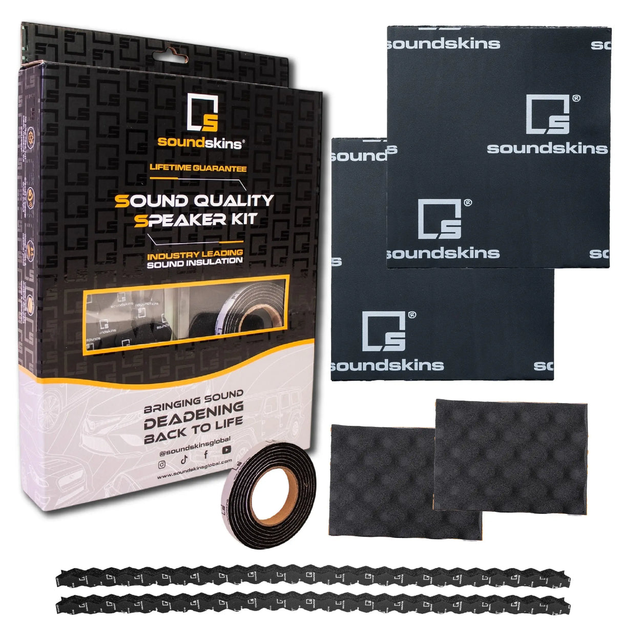 SoundSkins | Sound Deadening Sound Quality Speaker Kit | SSK-SQSK | 2x Foam Speaker Rings,  2x Foam Backing Sheets, 2x Speaker Kit Sheets, 3' Strip Tape 3/8" SoundSkins Global