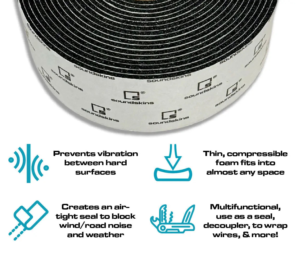 SoundSkins | Silent Strip 2" Sound Deadening Closed Cell Acoustic Foam Tape | SSK-STRIP2 | Rubber Closed Cell Foam, 1 Roll (2" Wide) SoundSkins Global