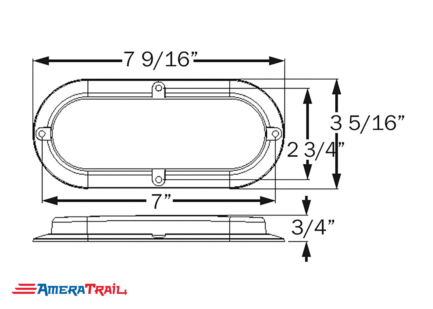 Clear Surface Mount 6" Oval LED, Utility/Clearance, Optronics