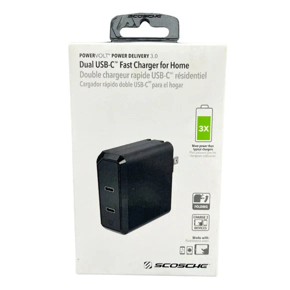 Scosche 36W Dual USB C Fast Charger for Home TekShack