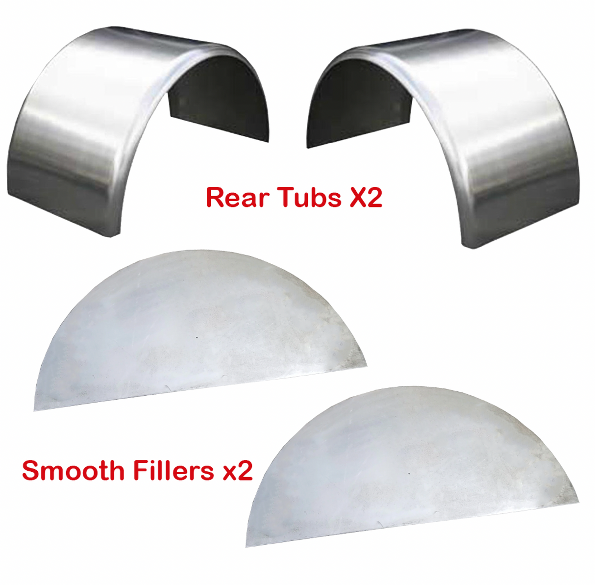 Universal Rear Tubs with Side Panels for Air Suspension & Coil Over Kits Wide Wheels Billet
