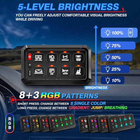 8-Gang Switch Panel With RGB And Remote Control Bluetooth App GGLighting
