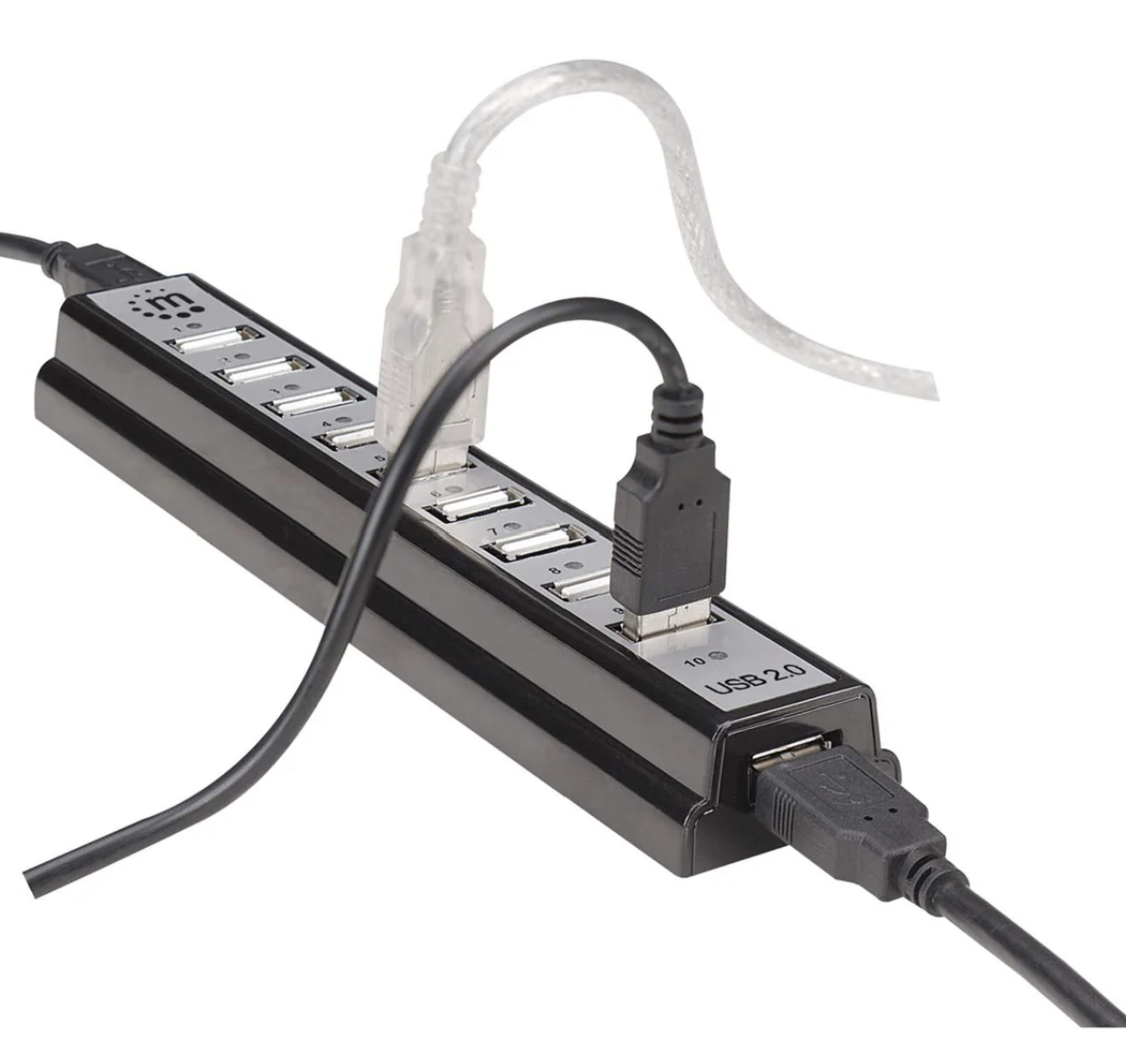 Hi-Speed USB Desktop Hub with 10 USB 2.0 Type-A Ports TekShack