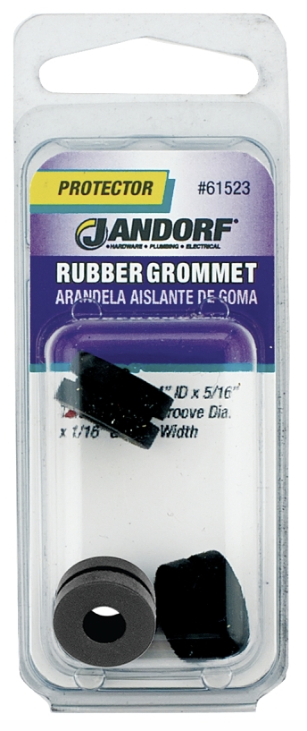 Jandorf 61523 Grommet, 17/64 in ID, 5/8 in OD, Rubber, Black, 5/16 in Thick Panel Jandorf
