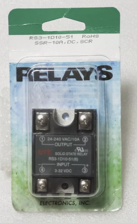 NTE RS3-1D10-51 Solid State Relay 24/240/ 10A Output 3-32VDC Input NTE