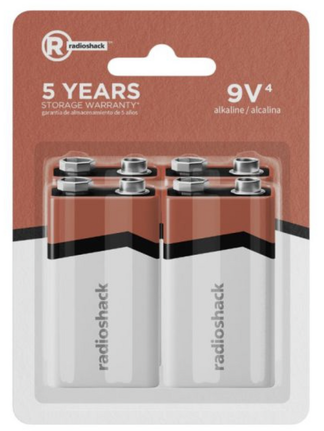 RadioShack 9V Alkaline Batteries 4 Pack 2302290 Radio Shack
