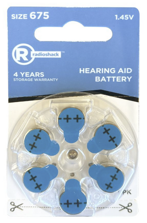 RadioShack Hearing Aid Battery 675, 6 Pack, 2302526 Radio Shack