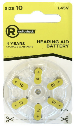 RadioShack Hearing Aid Battery, Size 10, 6 Pack, 2302520 Radio Shack