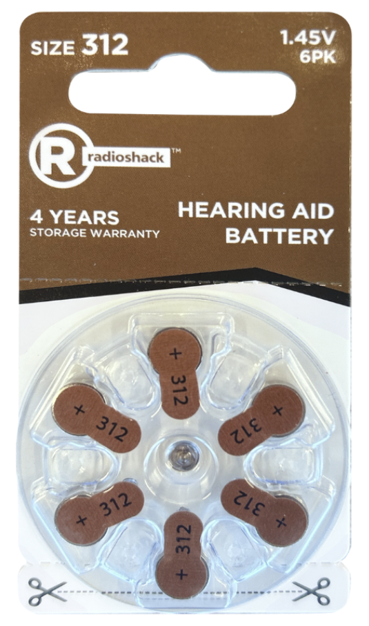 RadioShack Hearing Aid Battery Size 312, 6 Pack, 2302522 Radio Shack