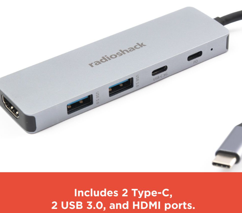 RadioShack 5 Port 2 Type C 2 USB HDMI Type C Adapter 2605172 Radio Shack