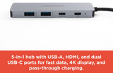 RadioShack 5 Port 2 Type C 2 USB HDMI Type C Adapter 2605172 Radio Shack