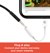 RadioShack "Dongle" Lightning Male to 3.5MM Male MFI White Adapter 1202263 Radio Shack