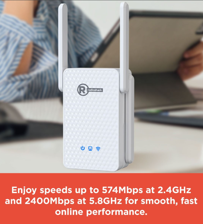 RadioShack WiFi Repeater 3000Mbps Dual Band 4-Antenna Radio Shack