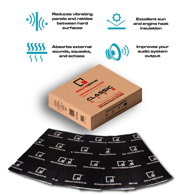 SoundSkins | ON BACK ORDER Classic LITE Sound Deadening Kit Double Layer Mat | SSK-CLASSICLITE | Pure Rubber Butyl & Diamond Embossed Foil SoundSkins Global