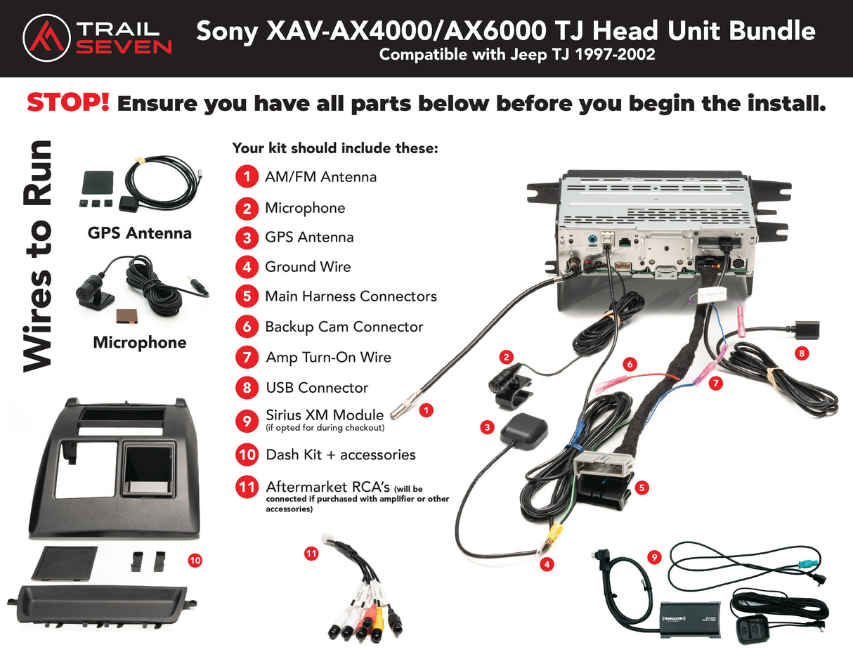 Sony XAV-AX4000 Plug and Play Bundle | '97 - '02 TJ Wrangler
