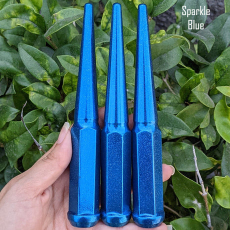 24 Pc 14x1.5 Spike Lug Nuts 6" Tall - Powder Coated - Various Colors
