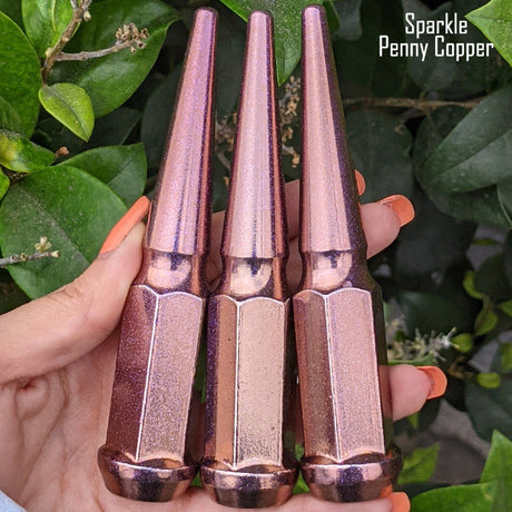 24 Pc 14x1.5 Spike Lug Nuts 4.5" Tall - Powder Coated - Various Colors