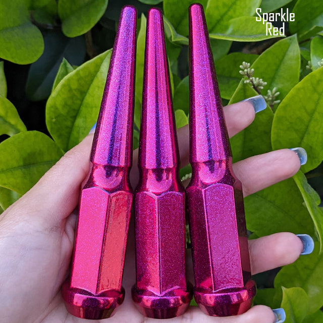 24 Pc 14x1.5 Spike Lug Nuts 4.5" Tall - Powder Coated - Various Colors