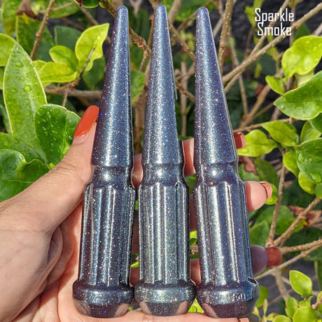 32 Pc 14x1.5 7-Spline Spike Lug Nuts 4.5" Tall - Powder Coated + Key Socket