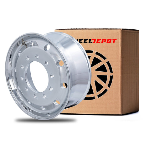 22.5x9 Truck Wheel Flat Face 16pcs Forged Aluminum Rims $342 each BULK PRICE Polished Front Hub Pilot